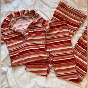 Striped red, orange and white matching set